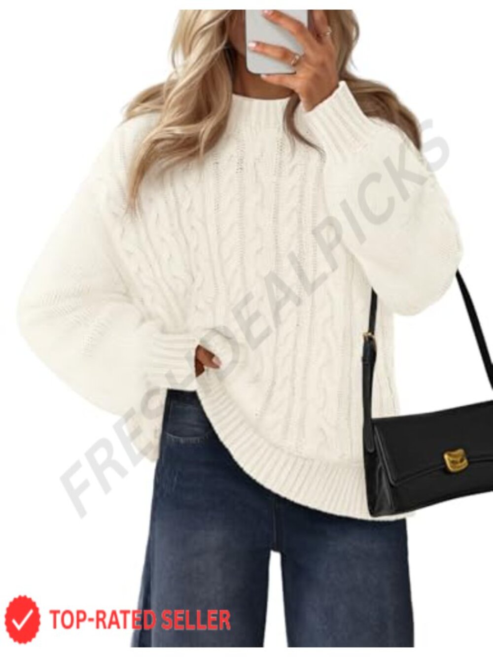 MEROKEETY Womens Cable Knit Sweater Long Lantern Sleeve Chunky Pullover